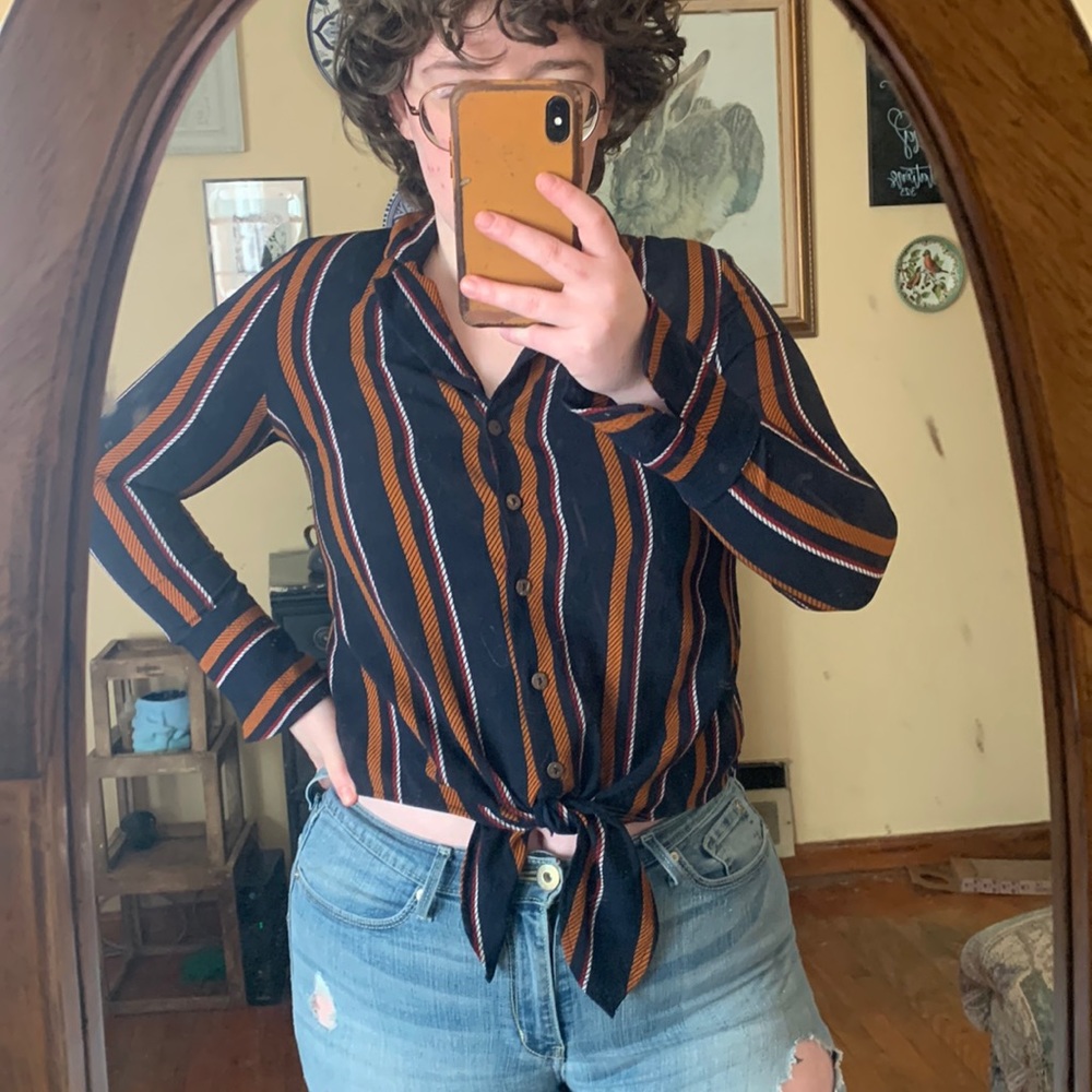 Small Button Down Striped Blouse
